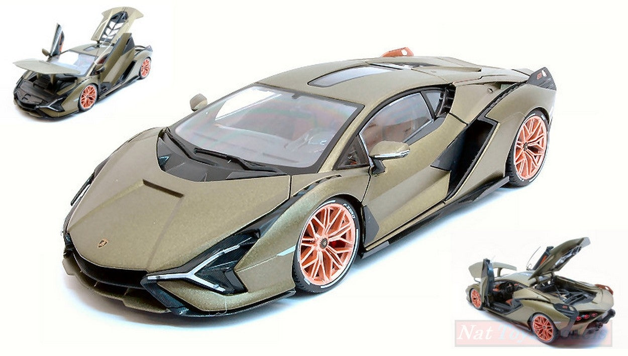 SCALE MODEL COMPATIBLE WITH LAMBORGHINI SIAN FKP37 HYBRID 2020 MET.MATT GREEN 1:18 BURAGO BU11046
