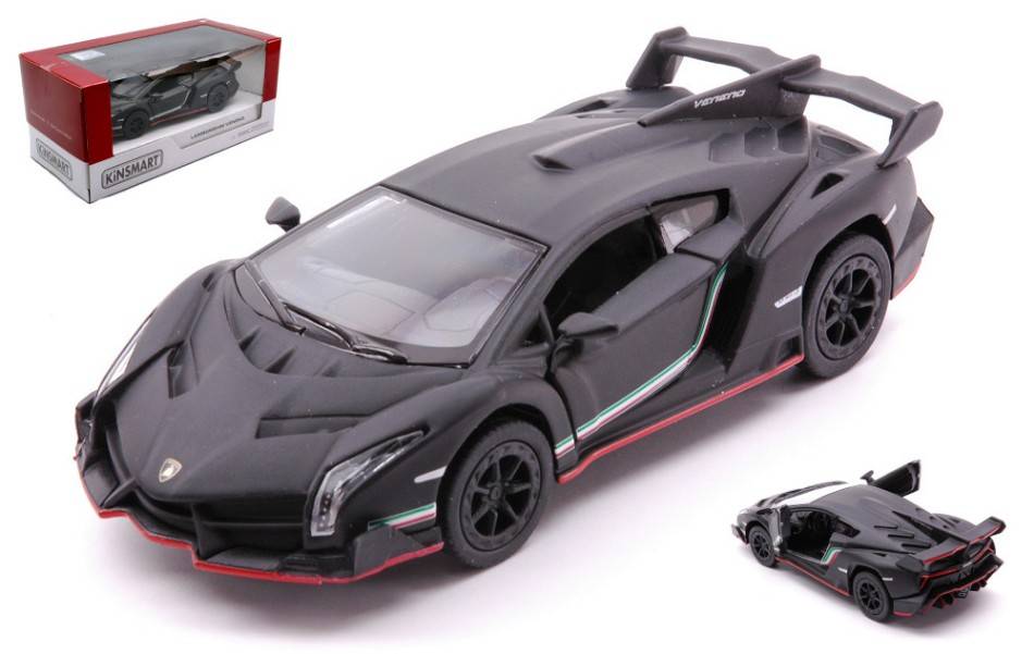 SCALE MODEL COMPATIBLE WITH LAMBORGHINI VENENO MATT BLACK BOX 1:32 KINSMART KT5370WBK