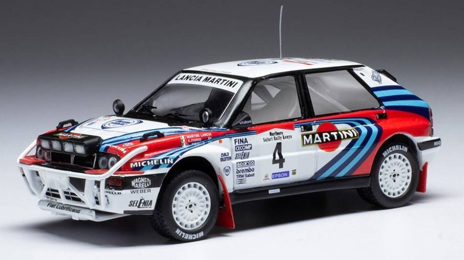 MODELLINO IN SCALA COMPATIBILE CON LANCIA DELTA INTEGRALE 16V N.4 SAFARI RALLY 1990 FIORIO/PIROLLO 1:43 IXO MODEL RAC425B
