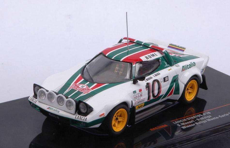 SCALE MODEL COMPATIBLE WITH LANCIA STRATOS HF N.10 ALITALIA MONTE CARLO RALLY 1976 MUNARI/MAIGA 1:43 IXO MODEL RAC380A