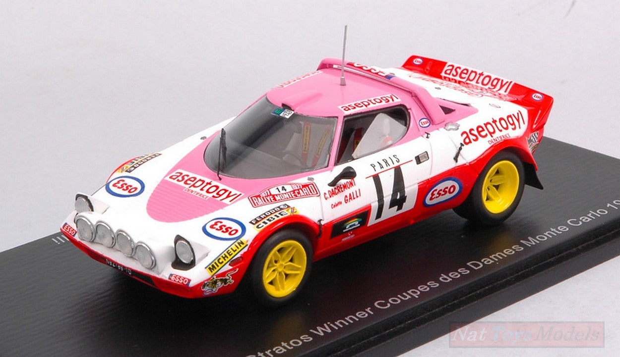SCALE MODEL COMPATIBLE WITH LANCIA STRATOS HF N.14 WINNER C.DES DAMES M.CARLO 1977 GALLI-DACREMONT SPARK MODEL S9101