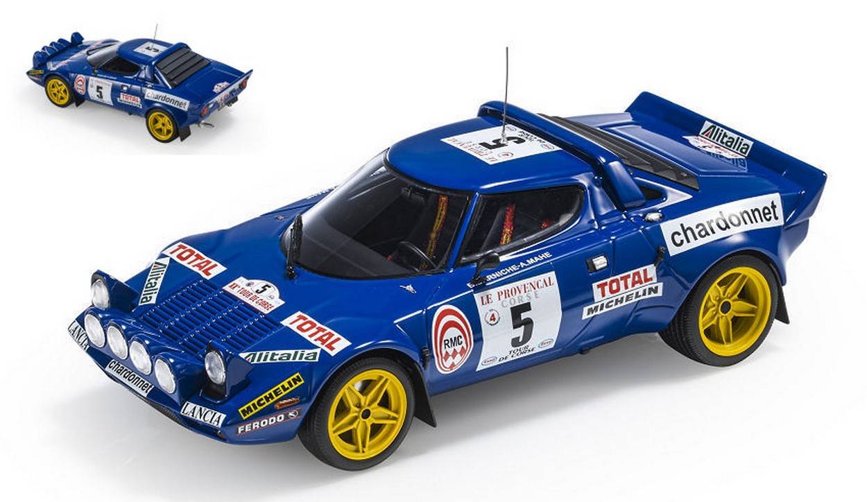 MODELE REDUIT COMPATIBLE AVEC LANCIA STRATOS HF N.5 VAINQUEUR DU TOUR DE FRANCE 1976 DARNICHE-MAHE 1:18 TOPMARQUES TOP099D