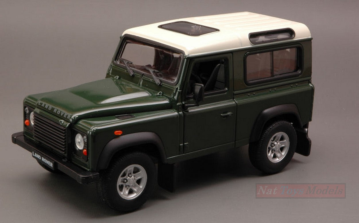 SCALE MODEL COMPATIBLE WITH LAND ROVER DEFENDER 90 1984 GREEN/WHITE 1:24 WELLY WE4012