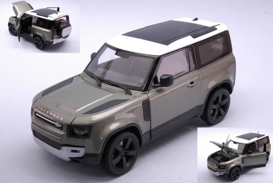 SCALE MODEL COMPATIBLE WITH LAND ROVER DEFENDER METALLIC LIGHT GREEN 1:24 WELLY WE24110GR