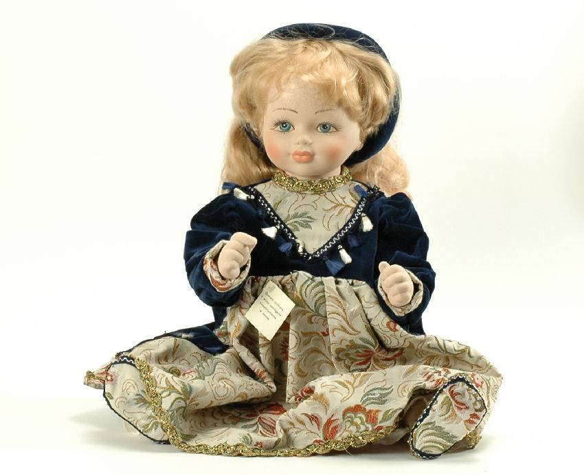 SCALE MODEL COMPATIBLE WITH LAURA IN PORCELAIN 75cm BROCADE AND BLUE VELVET MADE IN ITALY VARIOUS MANUFACTURERS BL0070