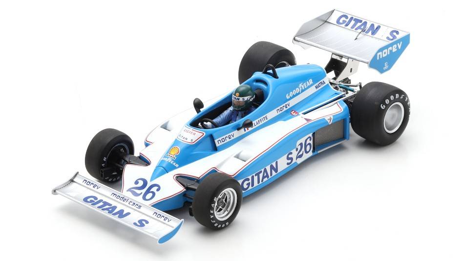 SCALE MODEL COMPATIBLE WITH LIGIER JS7 JACQUES LAFFITE 1977 N.26 WINNER SWEDEN GP 1:18 SPARK MODEL 18S679