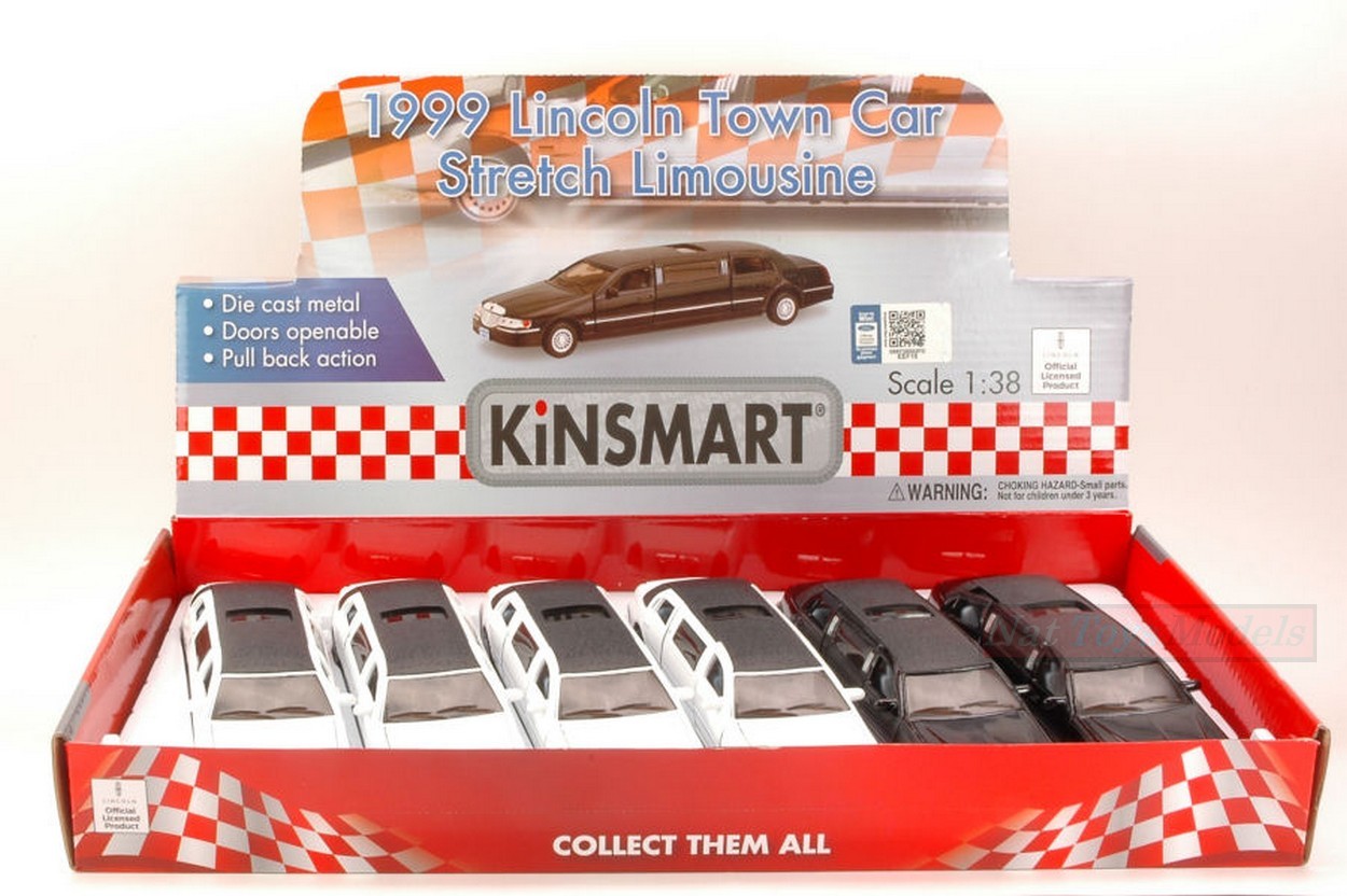 MODELLINO IN SCALA COMPATIBILE CON LINCOLN TOWN CAR STRETCH LIMOUSINE 1999 COL.ASS.1:38 KINSMART KT7001D