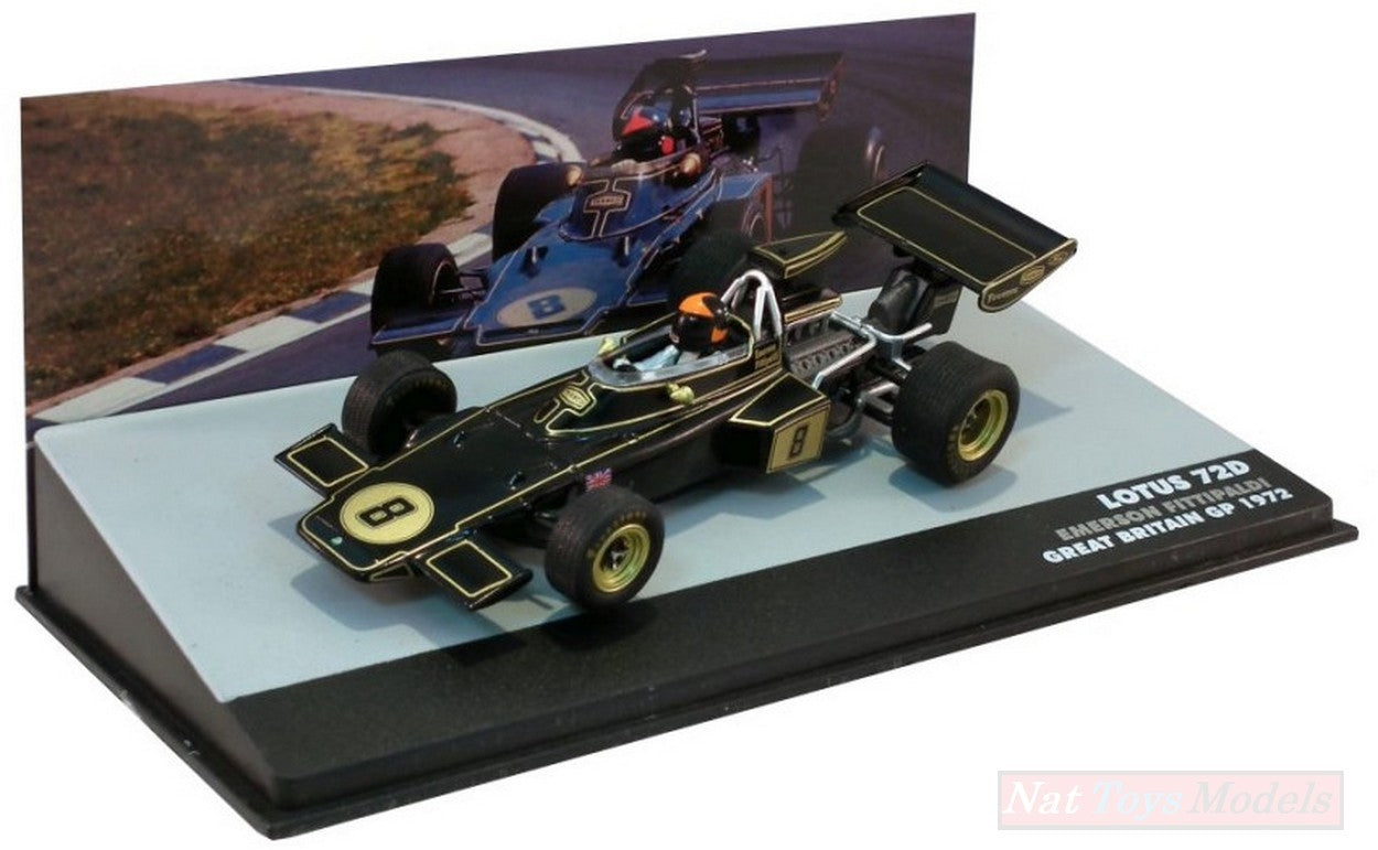 SCALE MODEL COMPATIBLE WITH LOTUS FORD 72D EMERSON FITTIPALDI 1972 N.8 BRITISH GP 1:43 PUBLISHING 51586