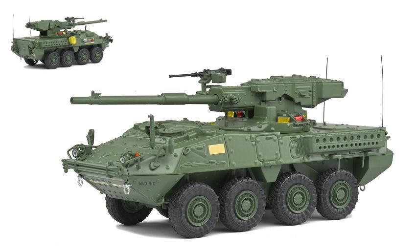 MODELLINO IN SCALA COMPATIBILE CON M1128 MGS STRYKER GREEN CAMO 2002 1:48 SOLIDO SL4800203