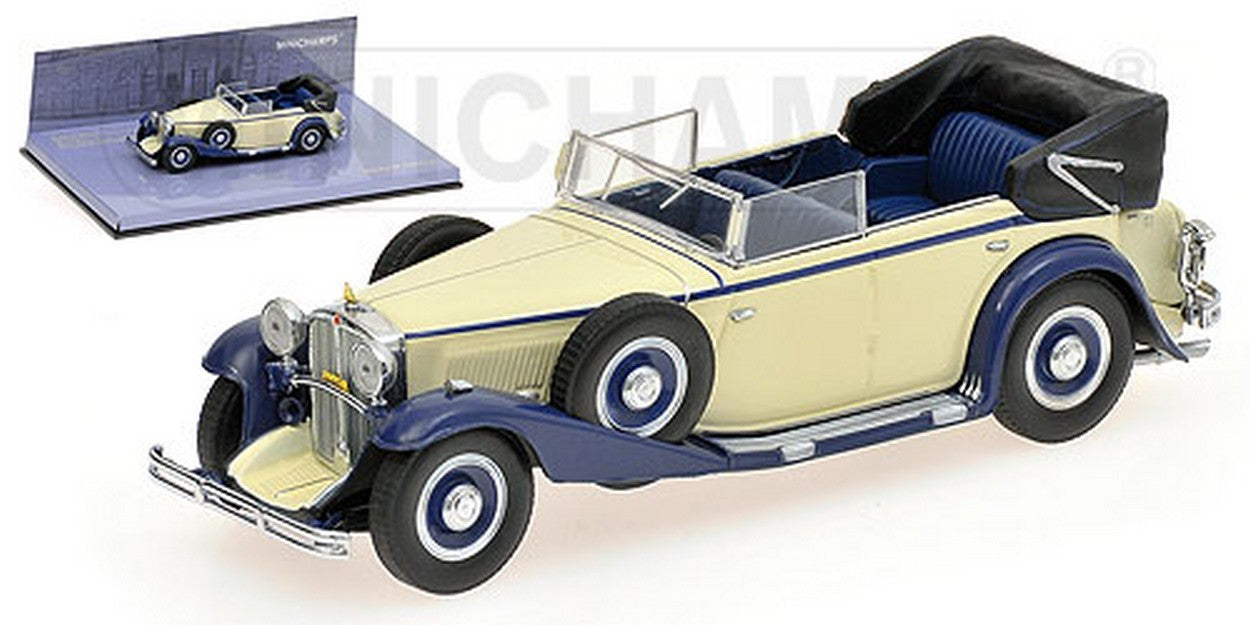 MODELLINO IN SCALA COMPATIBILE CON MAYBACH ZEPPELIN 1932 WHITE & BLUE 1:43 MINICHAMPS PM436039408