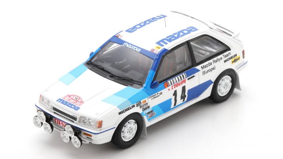 MODELE REDUIT COMPATIBLE AVEC MAZDA 323 N.14 RALLYE MONTE CARLO 1986 I.CARLSSON-JOBOHLIN 1:43 SPARK MODEL S6230