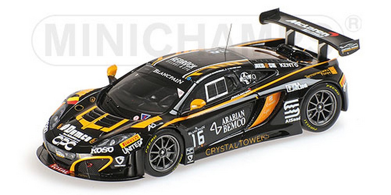 MODELLINO IN SCALA COMPATIBILE CON MC LAREN 12C GT3 N.16 DNF 24H SPA 2014 VASILYEV-ASMER-SPLENGER 1:43 MINICHAMPS PM437141316