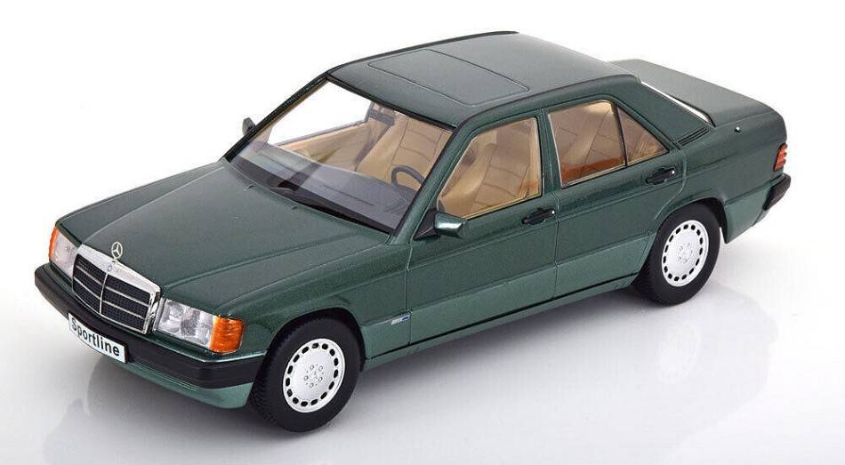 SCALE MODEL COMPATIBLE WITH MERCEDES 190E 2.3 SPORTLINE W201 GREEN 1:18 TRIPLE 9 T9-1800311