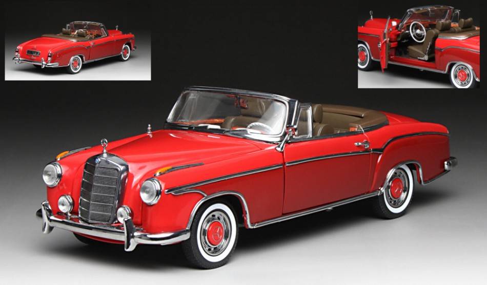 MODELLINO IN SCALA COMPATIBILE CON MERCEDES 220 SE CABRIO 1960 RED/DARK RED 1:18 SUNSTAR SS3594