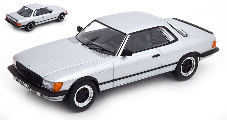 SCALE MODEL COMPATIBLE WITH MERCEDES 500 SLC 1985 SILVER/MATT BLACK 1:18 KK SCALE KKDC180891