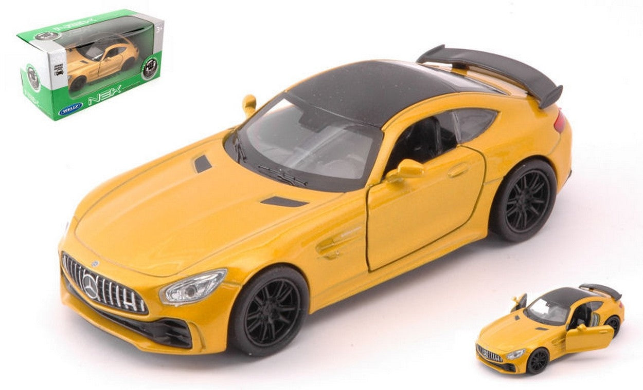 SCALE MODEL COMPATIBLE WITH MERCEDES AMG GT-R METALLIC YELLOW SCALE 1:34-39 cm 11 WELLY WE39169M