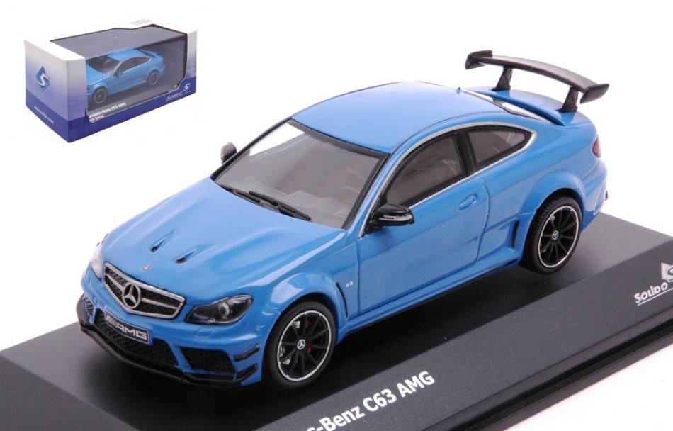 MODELLINO IN SCALA COMPATIBILE CON MERCEDES C-CLASS C63 6.3 V8 AMG BLACK SERIES 2012 BLUE 1:43 SOLIDO SL4311607