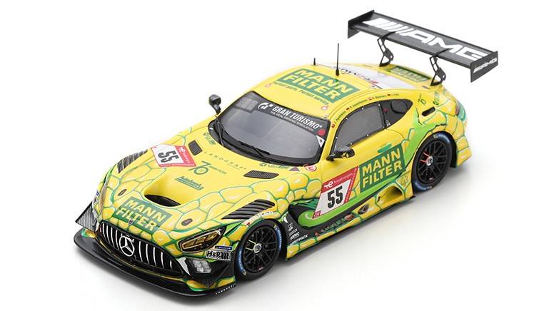 MODELLINO IN SCALA COMPATIBILE CON MERCEDES GT3 N.55 24 H NURBURGRING 2022 TREFZ-BAUMANN-ASSENHEIMER 1:43 SPARK MODEL SG861