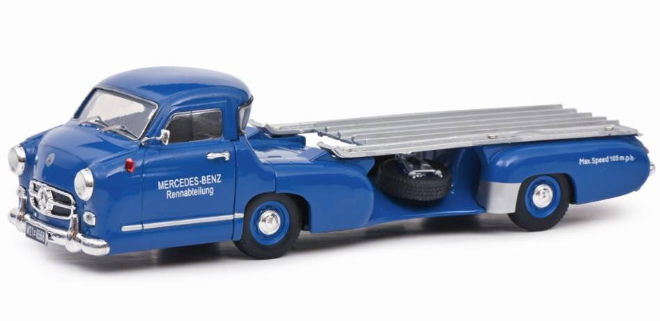 MODELE REDUIT COMPATIBLE AVEC MERCEDES RACE TRANSPORTER BLEU 1:43 SCHUCO SH2538