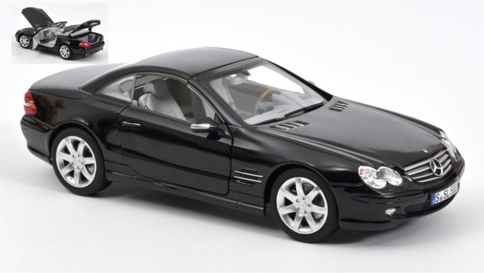MODELLINO IN SCALA COMPATIBILE CON MERCEDES SL 500 2003 BLACK 1:18 NOREV NV183840