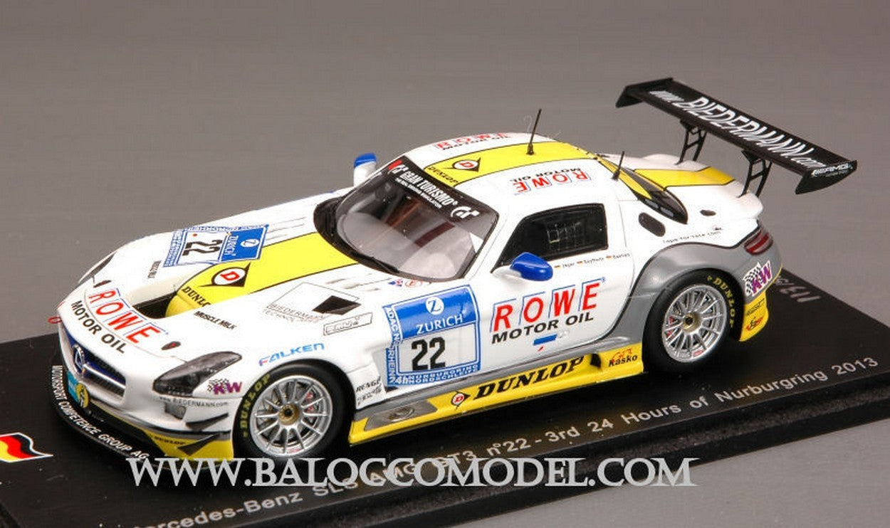 MODÈLE RÉDUIT COMPATIBLE AVEC MERCEDES SLS AMG GT3 N.22 3ème NURBURGRING 2013 1:43 SPARK MODEL SG079