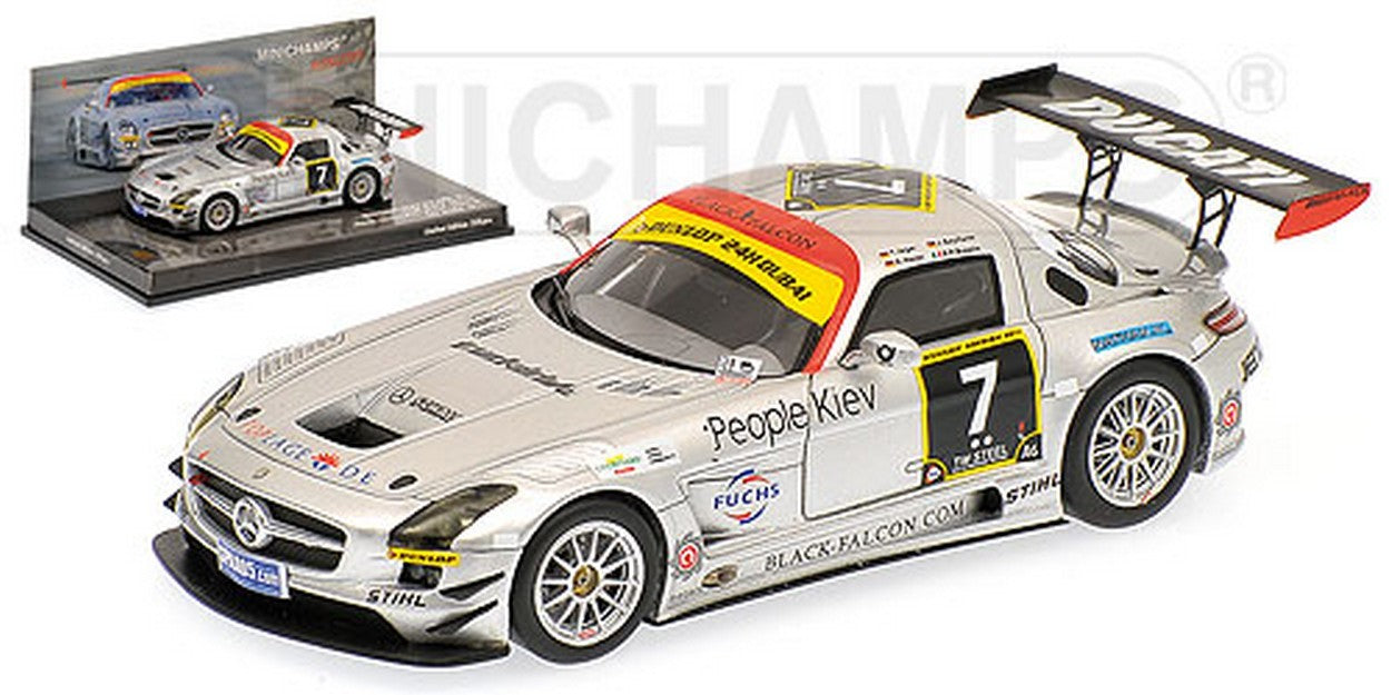 MODELE REDUIT COMPATIBLE AVEC MERCEDES SLS AMG GT3 N.7 JAGER 24H DUBAI 2011 1:43 MINICHAMPS PM437110307
