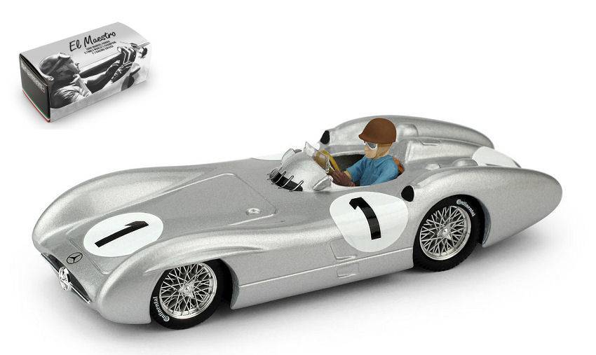 SCALE MODEL COMPATIBLE WITH MERCEDES W 196 JMFANGIO 1954 N.1 4th GR.BRITAIN GP WORLD CHAMPION 1:43 BRUMM BM0325CH