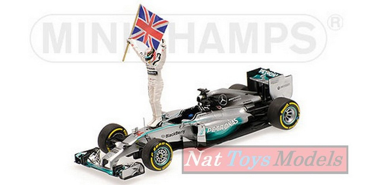 MODELLINO IN SCALA COMPATIBILE CON MERCEDES W05 L.HAMILTON 2014 N.44 WINNER ABU DHABI GP W/FIGURE 1:43 MINICHAMPS PM410140644