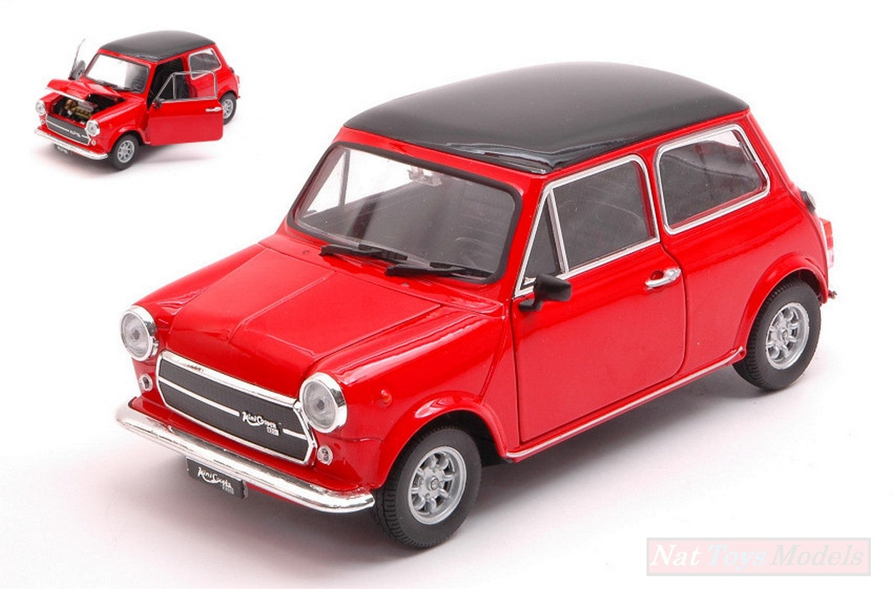 SCALE MODEL COMPATIBLE WITH MINI COOPER 1300 RED W/BLACK ROOF 1:24 WELLY WE22496R