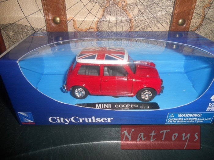 modellino IN SCALA COMPATIBILE CON Mini Cooper Red English City Cruiser Auto 1:32 New Ray