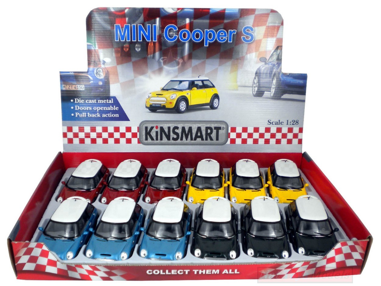 SCALE MODEL COMPATIBLE WITH MINI COOPER S COL.ASS. 12.5 cm 1:28 KINSMART KT5059D