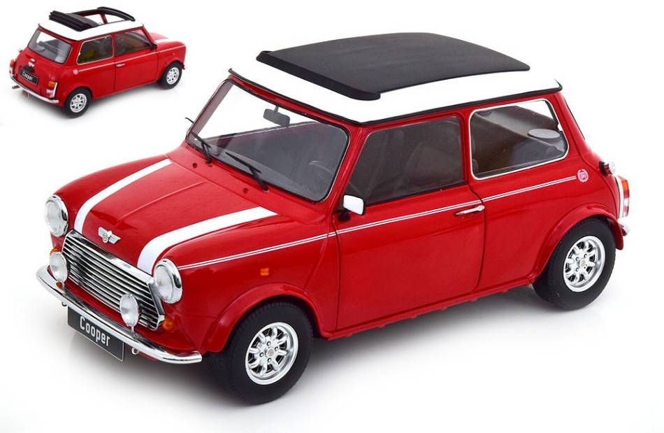 SCALE MODEL COMPATIBLE WITH MINI COOPER SUNROOF RED/WHITE 1:12 KK SCALE KKDC120074L