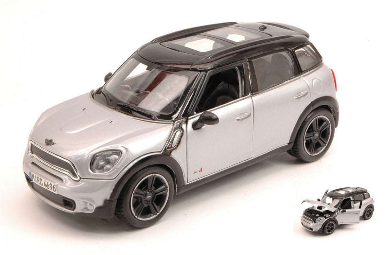 SCALE MODEL COMPATIBLE WITH MINI COUNTRYMAN 2011 SILVER W/BLACK ROOF 1:24 MAISTO MI31273S