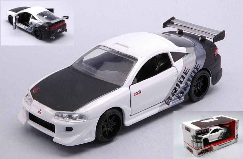 SCALE MODEL COMPATIBLE WITH MITSUBISHI ECLIPSE 1995 WHITE/BLACK/SILVER 1:32 JADA TOYS JADA99126W