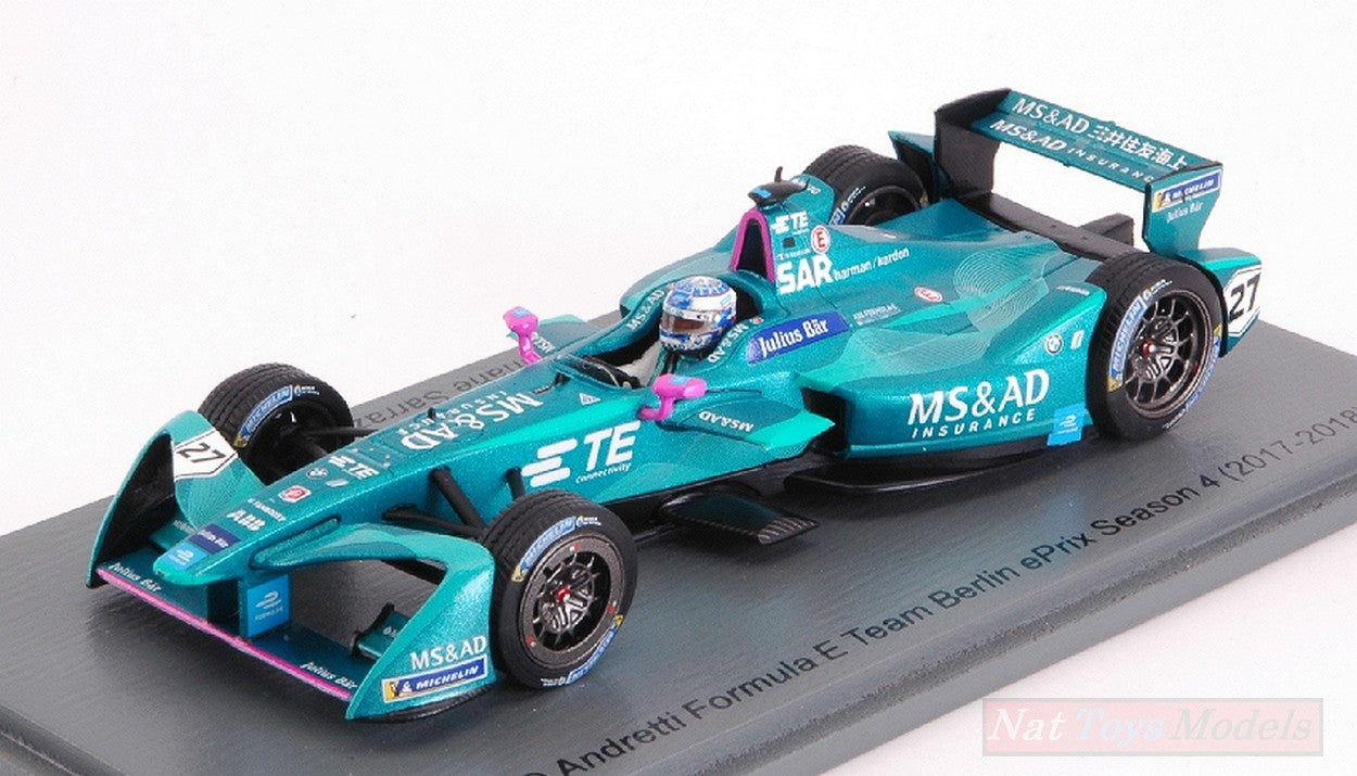SCALE MODEL COMPATIBLE WITH MS&AD ANDRETTI N.27 BERLIN FORMULA E (2017-2018) S.SARRAZIN 1:43 SPARK MODEL S5940