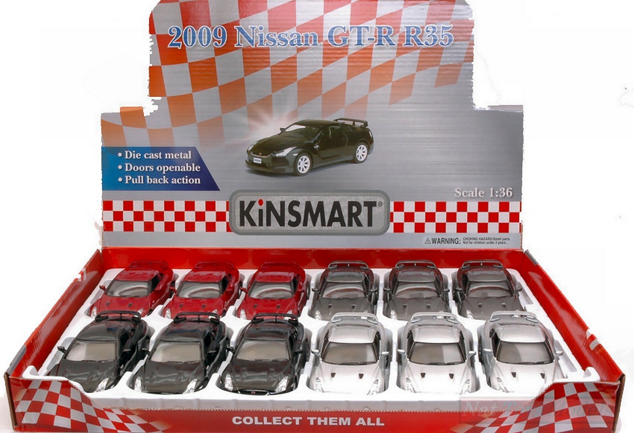 MODÈLE RÉDUIT COMPATIBLE AVEC NISSAN GT-R R35 2009 12,5 cm 1:36 KINSMART KT5340