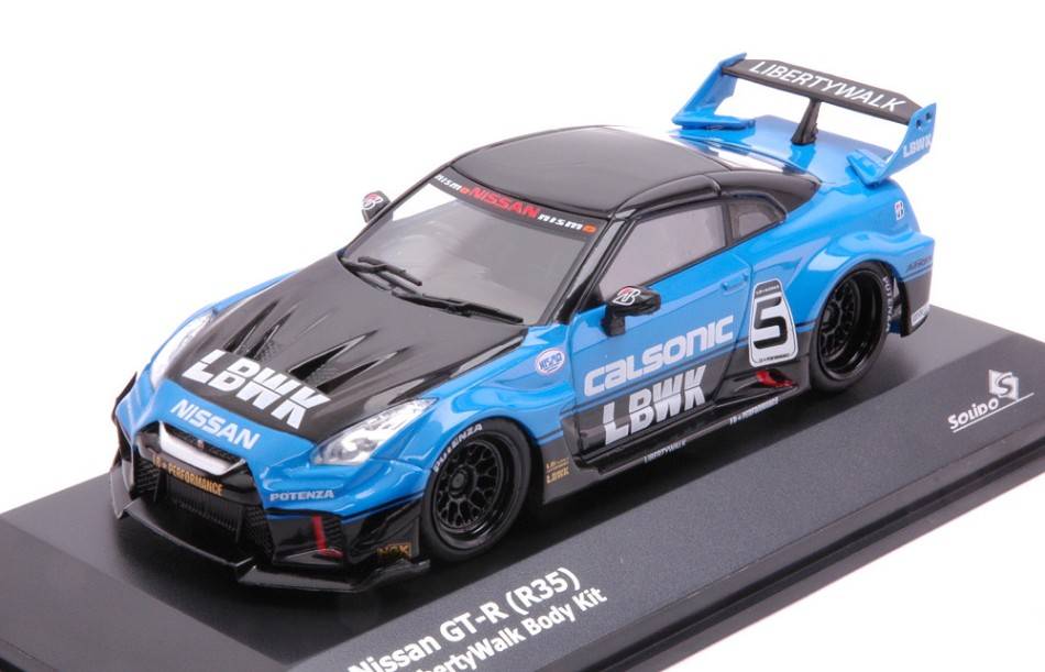 SCALE MODEL COMPATIBLE WITH NISSAN GT-R (R35) LB SILHOUETTE CALSONIC BLUE/BLACK 1:43 SOLID SL4311202