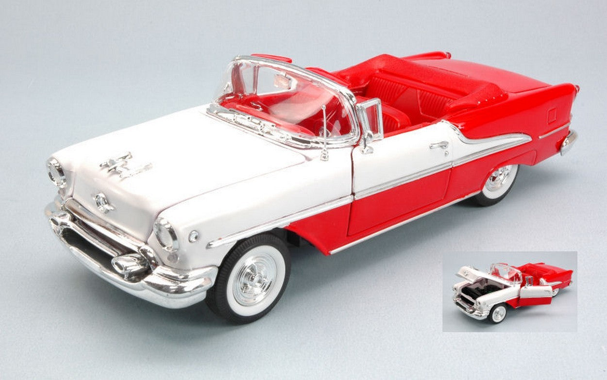 SCALE MODEL COMPATIBLE WITH OLDSMOBILE SUPER 88 CONVERTIBLE 1955 RED/WHITE 1:24 WELLY WE0356