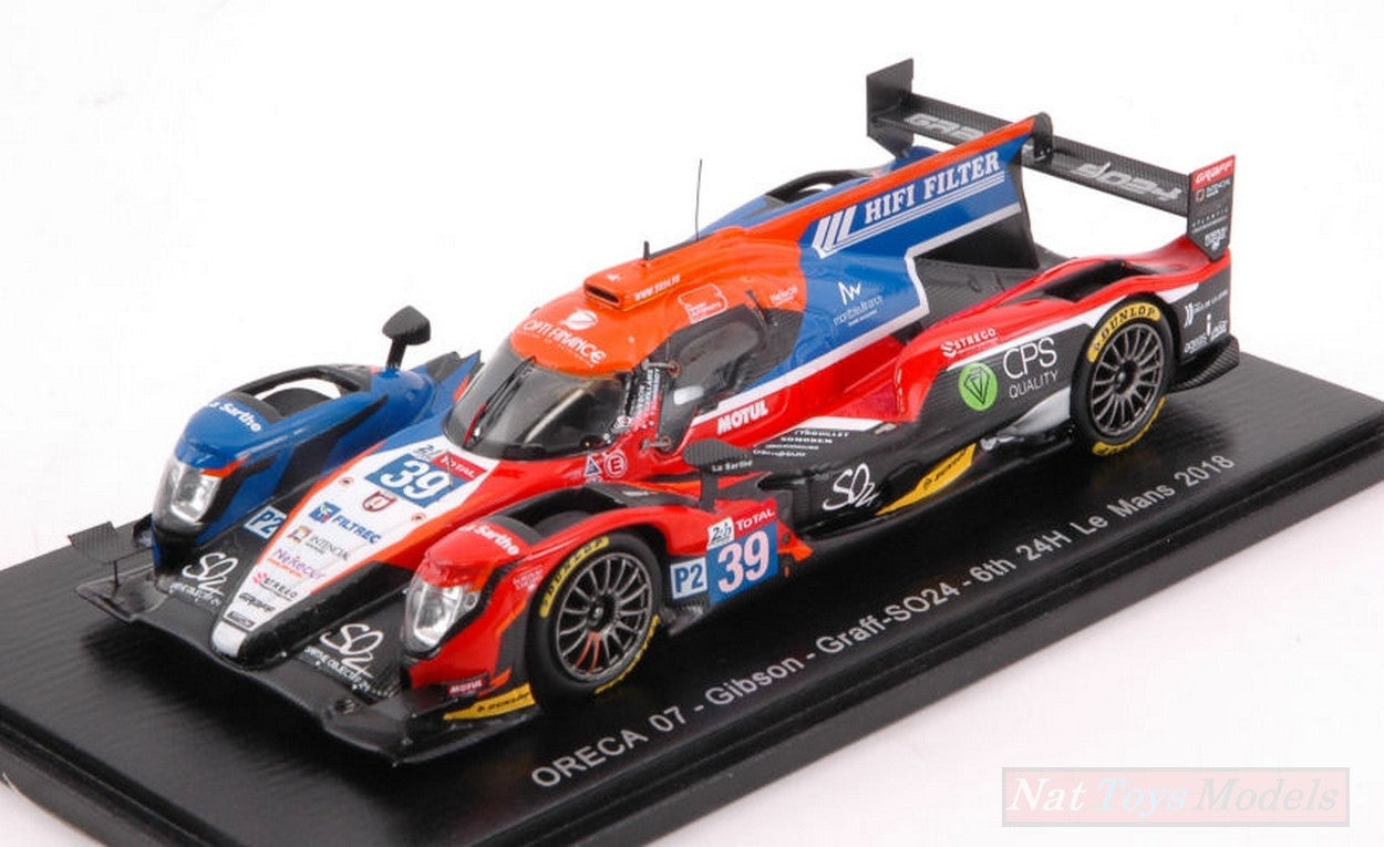 SCALE MODEL COMPATIBLE WITH ORECA 07 - GIBSON N.39 6th LM 2018 V.CAPILLAIRE-J.HIRSCHI-T.GOMMENDY1:43 SPARK MODEL S7024
