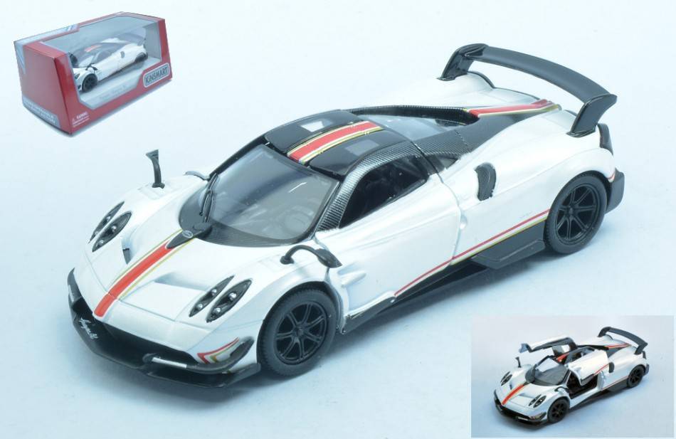 SCALE MODEL COMPATIBLE WITH PAGANI HUAYRA BC WITH PRINTING & WING WHITE 12 cm BOX KINSMART KT5400WFW