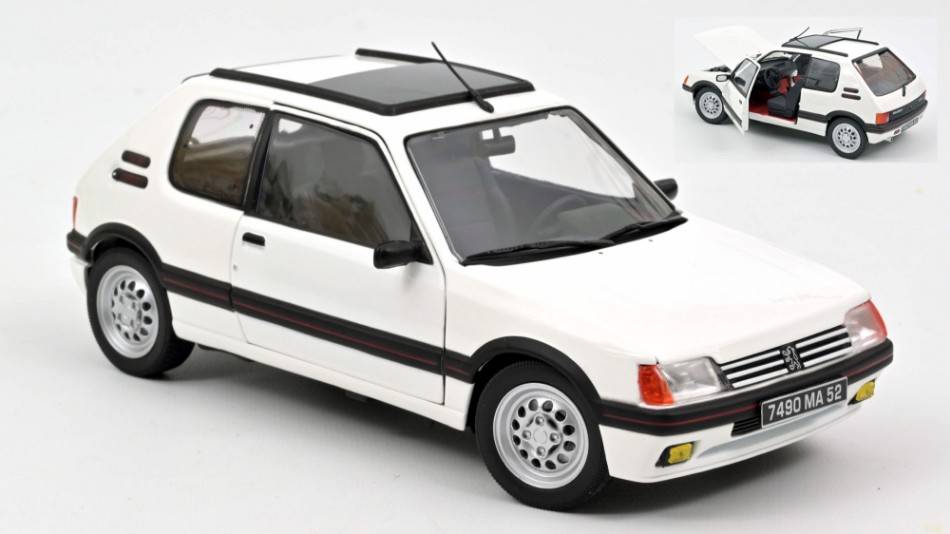 MODELLINO IN SCALA COMPATIBILE CON PEUGEOT 205 GTI 1.6 1988 WHITE 1:18 NOREV NV184849