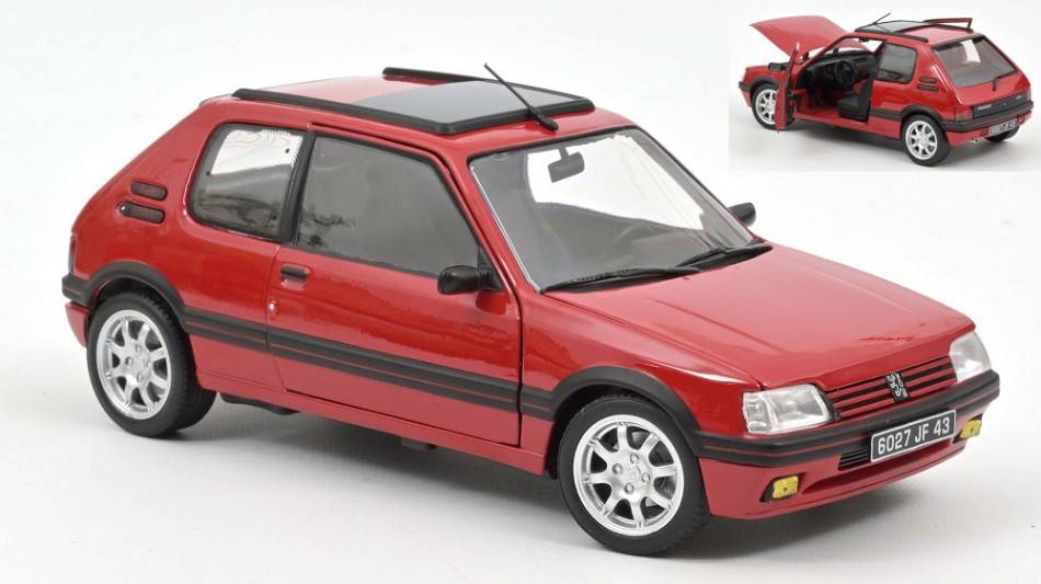 MODELLINO IN SCALA COMPATIBILE CON PEUGEOT 205 GTI 1.9 1991 RED 1:18 NOREV NV184848
