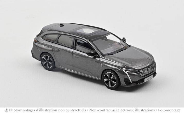 MODELLINO IN SCALA COMPATIBILE CON PEUGEOT 308 SW GT 2021 PLATINIUM GREY 1:43 NOREV NV473936