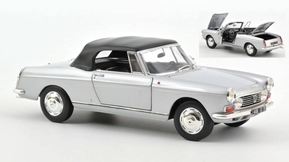 MODELE REDUIT COMPATIBLE AVEC PEUGEOT 404 CABRIOLET 1967 ARGENT 1:18 NOREV NV184835