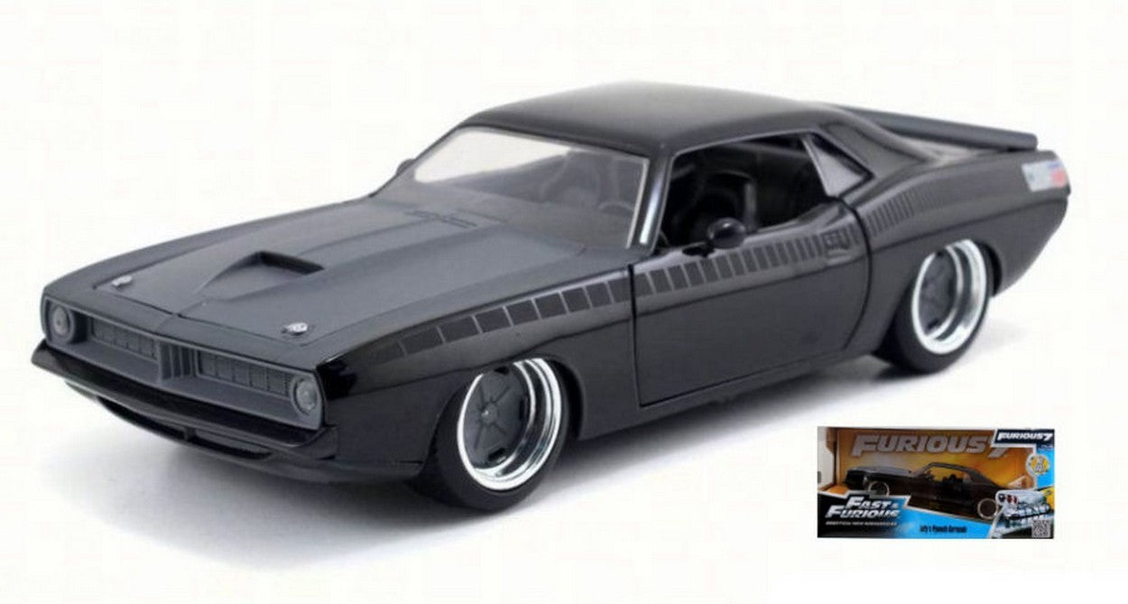 MODÈLE RÉDUIT COMPATIBLE AVEC PLYMOUTH BARRACUDA 1970 FAST & FURIOUS 7 NOIR 1:24 JADA TOYS JADA97195