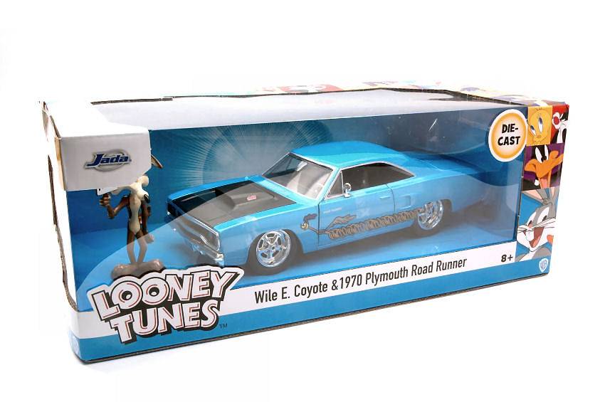 SCALE MODEL COMPATIBLE WITH PLYMOUTH ROAD RUNNER 1970 "LOONEY TUNES" WITH WILE AND COYOTE FIGURE 1:24 JADA TOYS JADA32038