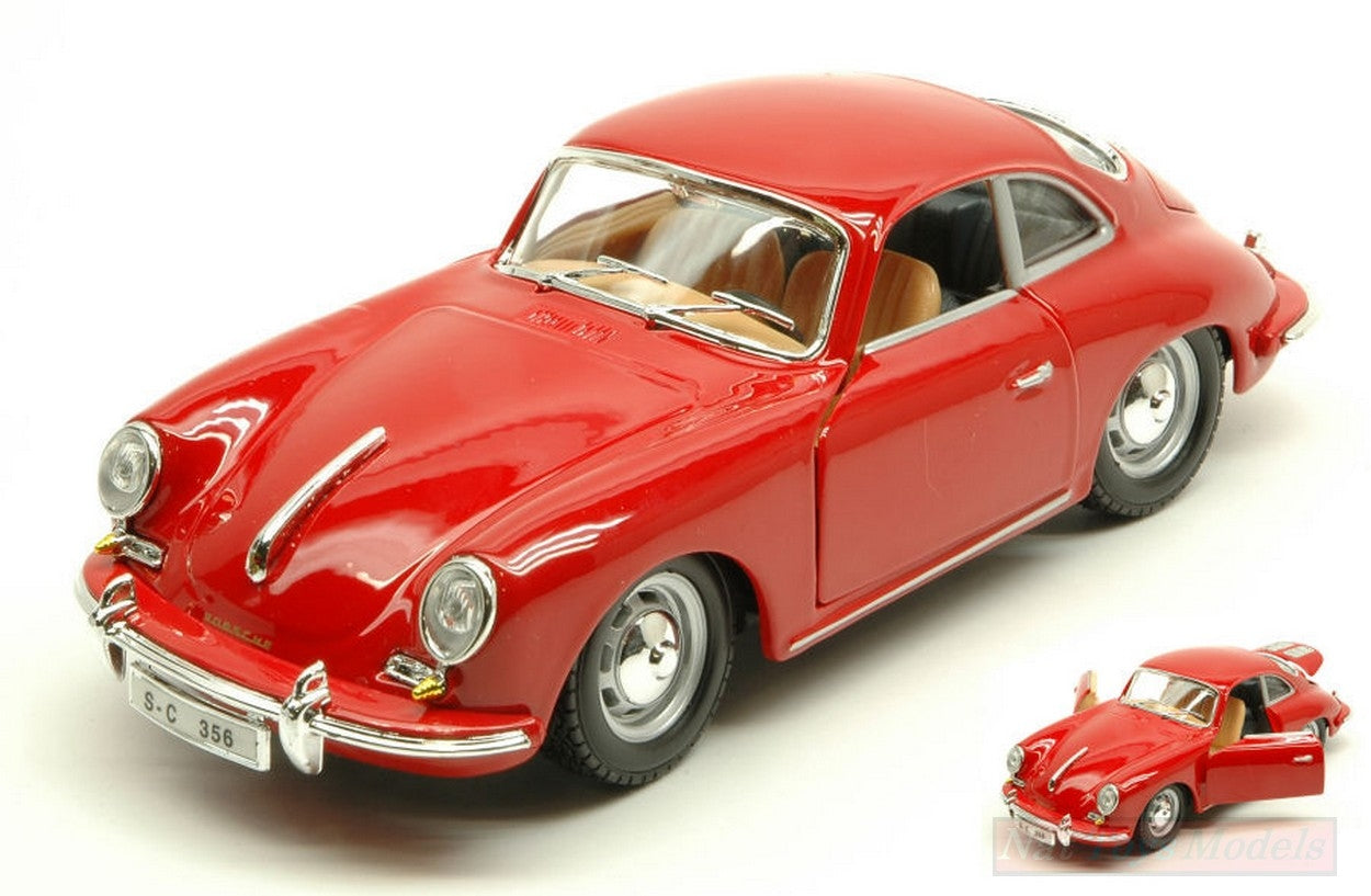 SCALE MODEL COMPATIBLE WITH PORSCHE 356 B COUPE 1961 RED 1:24 BURAGO BU22079R