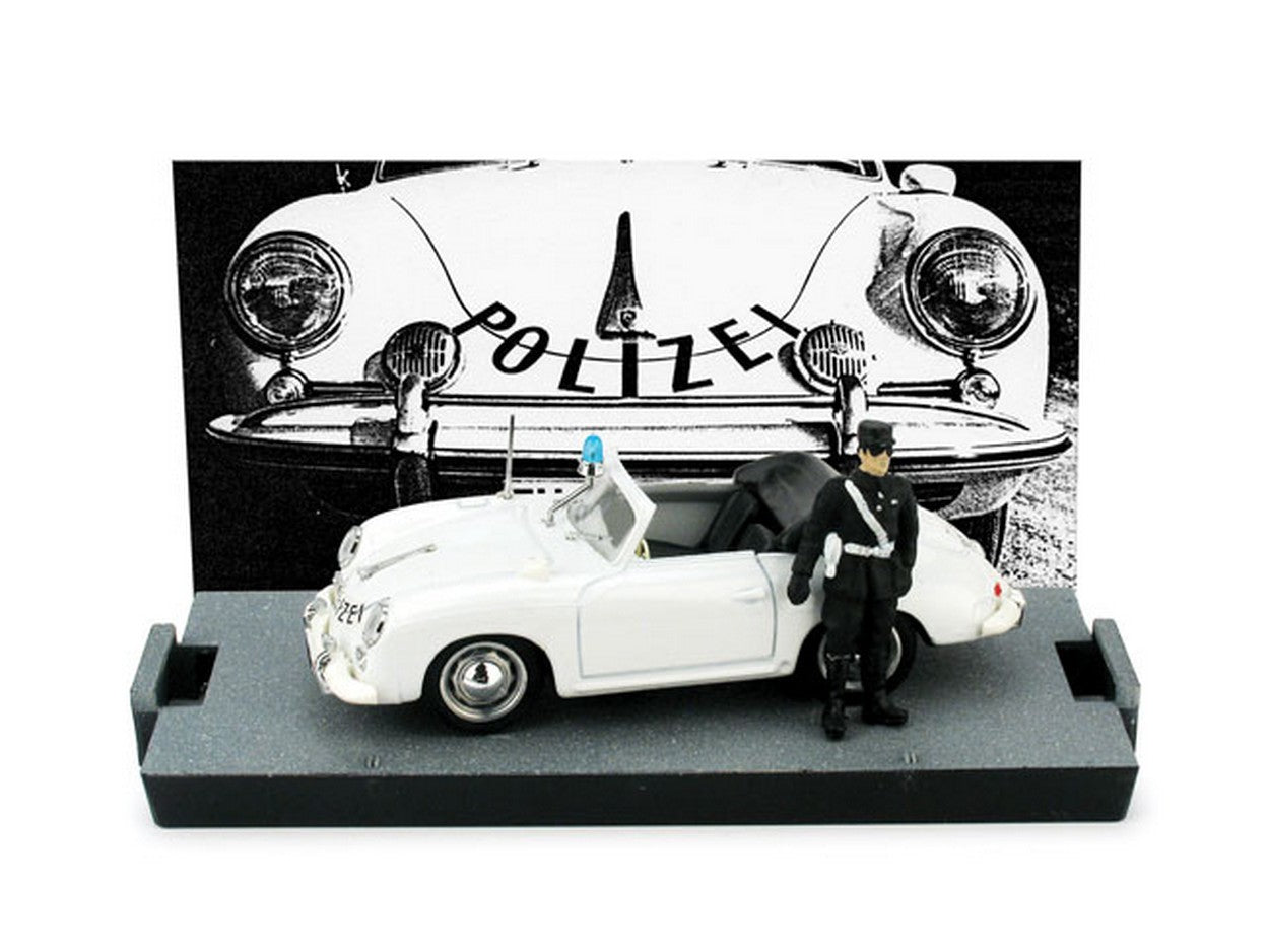 SCALE MODEL COMPATIBLE WITH PORSCHE 356 CABRIOLET SWISS POLICE 1952 + FIGURE 1:43 BRUMM BM0198DF