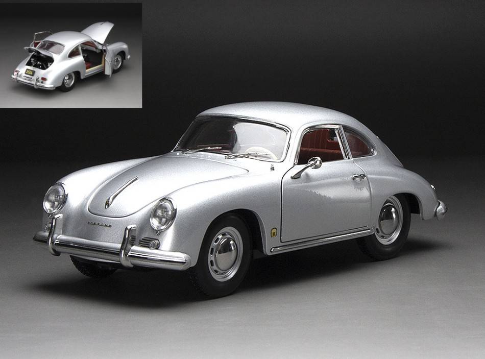 MODELLINO IN SCALA COMPATIBILE CON PORSCHE 356A 1500 GS CARRERA GT 1957 SILVER 1:18 SUNSTAR SS1351