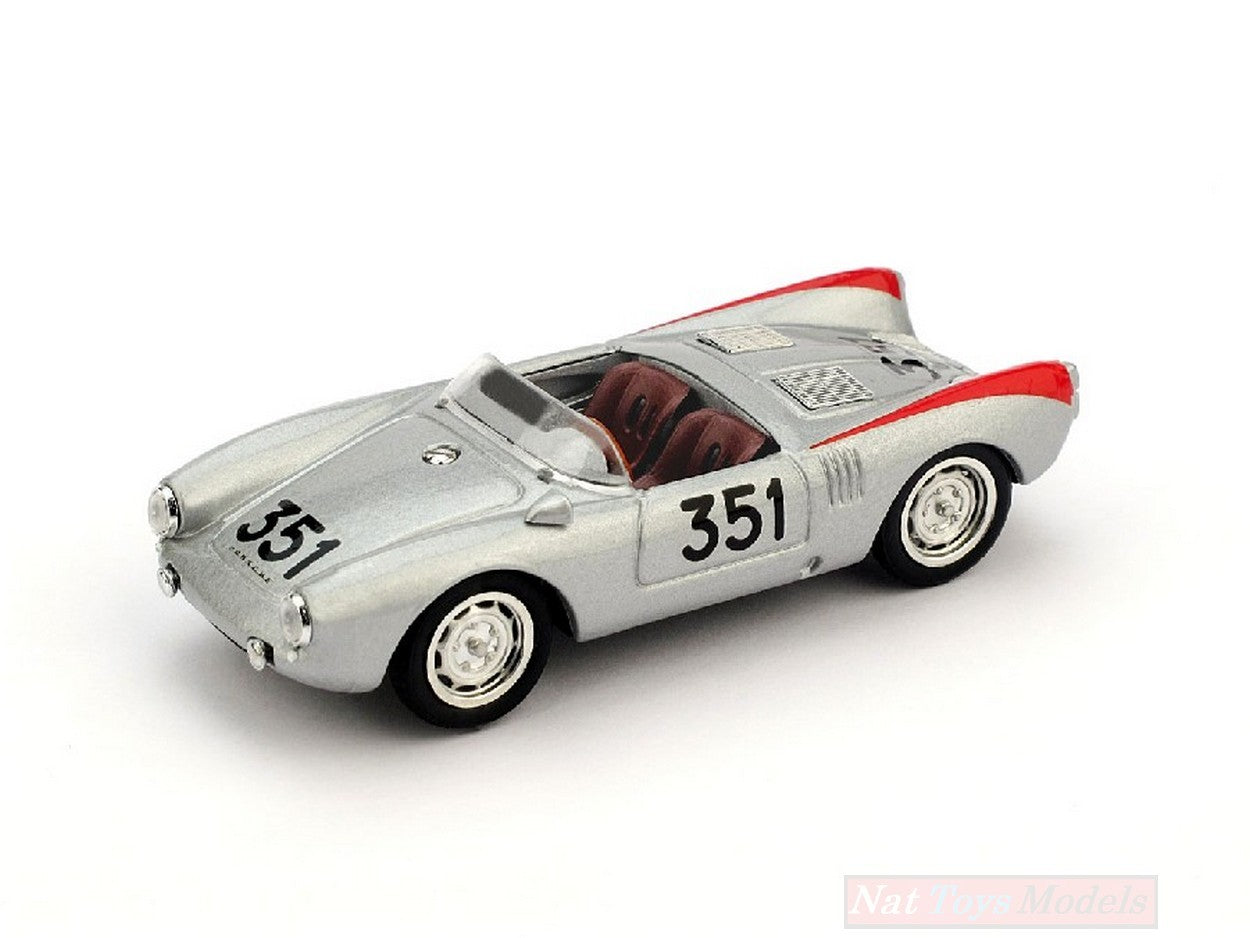MODELLINO IN SCALA COMPATIBILE CON PORSCHE 550 SPIDER N.351 6th MM 1954 HERRMANN-LINGE 1:43 BRUMM BM0195